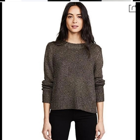 A.L.C. Sweaters - A.L.C. Sweater Jumper Womens Large Metallic Gold Lace Up Back Pullover Ribbed